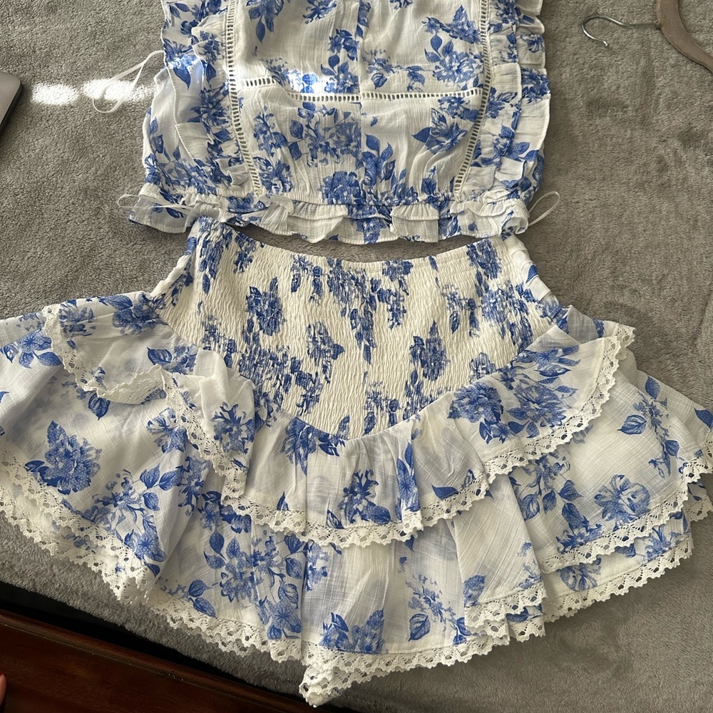 Floral Blue and White Kids Dress